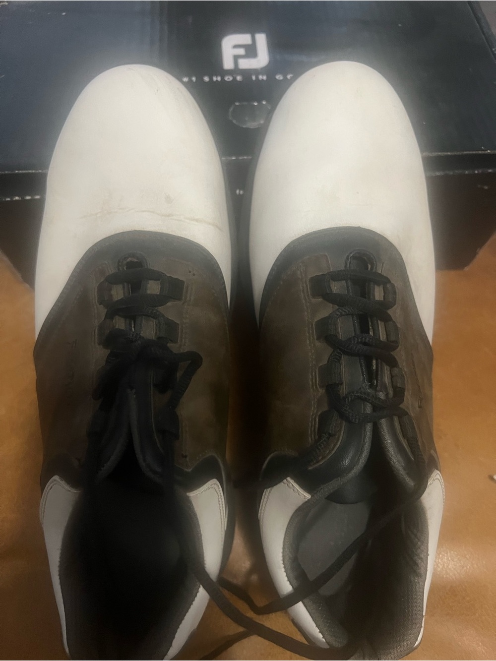 FootJoy Two-Tone White and Brown Golf Shoes “ Greenjoy”